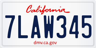 CA license plate 7LAW345