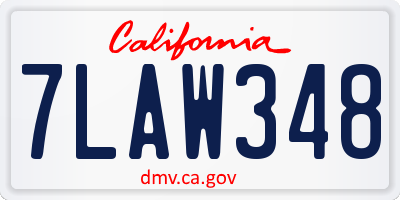 CA license plate 7LAW348
