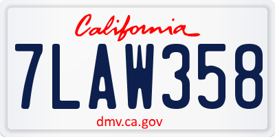 CA license plate 7LAW358
