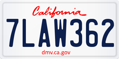 CA license plate 7LAW362