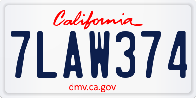 CA license plate 7LAW374