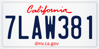 CA license plate 7LAW381