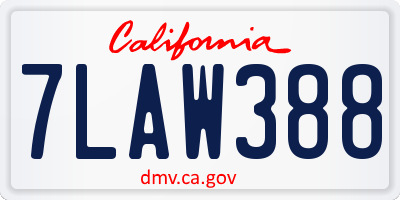 CA license plate 7LAW388