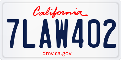 CA license plate 7LAW402
