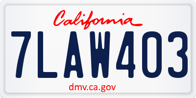 CA license plate 7LAW403