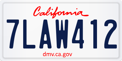 CA license plate 7LAW412