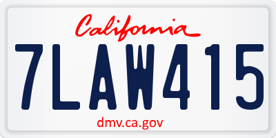 CA license plate 7LAW415