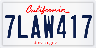 CA license plate 7LAW417