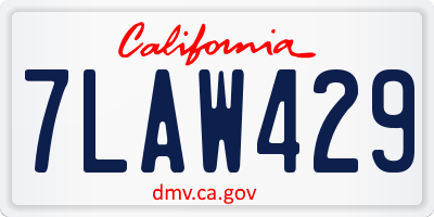 CA license plate 7LAW429