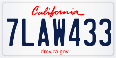 CA license plate 7LAW433