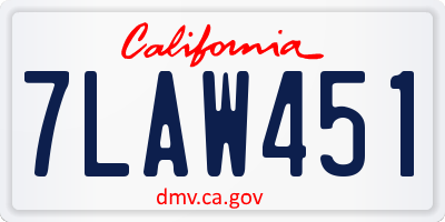 CA license plate 7LAW451