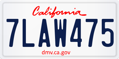 CA license plate 7LAW475
