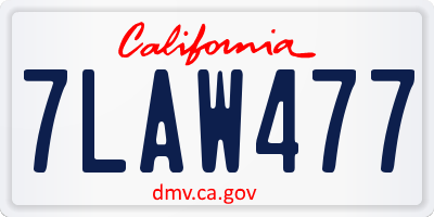 CA license plate 7LAW477