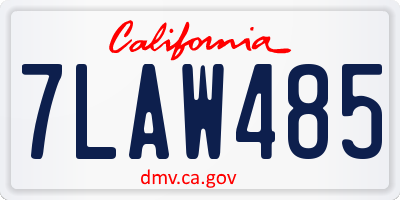 CA license plate 7LAW485
