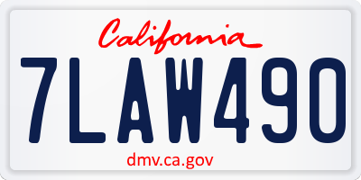 CA license plate 7LAW490