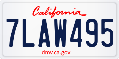 CA license plate 7LAW495