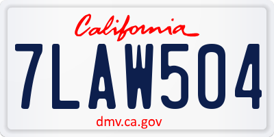 CA license plate 7LAW504