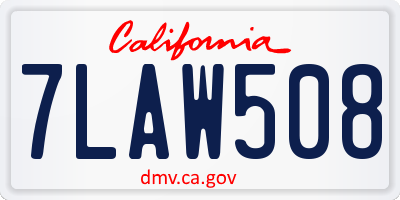 CA license plate 7LAW508