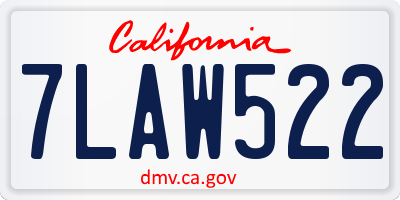 CA license plate 7LAW522