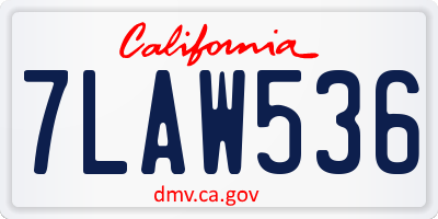 CA license plate 7LAW536