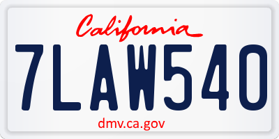 CA license plate 7LAW540
