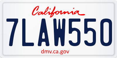 CA license plate 7LAW550