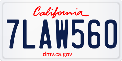 CA license plate 7LAW560