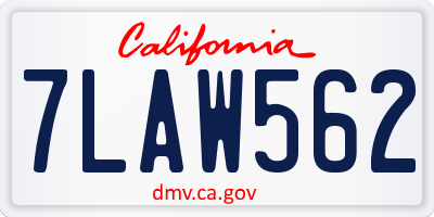 CA license plate 7LAW562