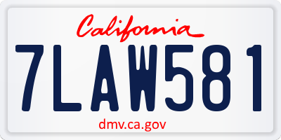 CA license plate 7LAW581