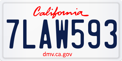 CA license plate 7LAW593