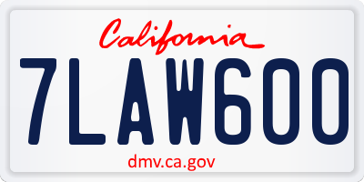CA license plate 7LAW600