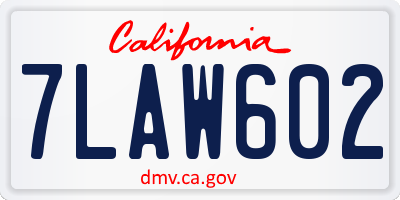 CA license plate 7LAW602