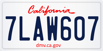 CA license plate 7LAW607