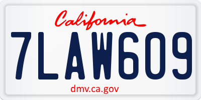 CA license plate 7LAW609