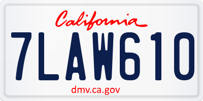 CA license plate 7LAW610
