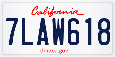 CA license plate 7LAW618