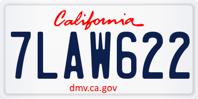 CA license plate 7LAW622