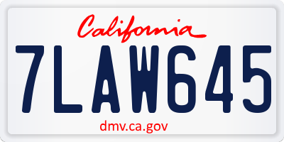 CA license plate 7LAW645