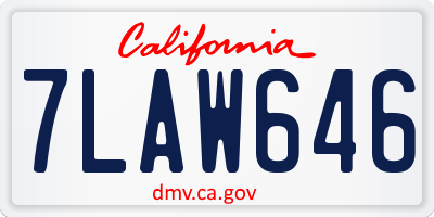 CA license plate 7LAW646