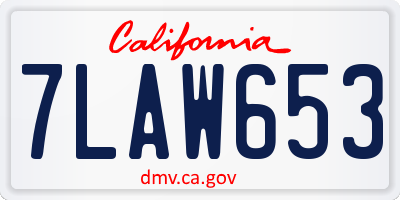 CA license plate 7LAW653