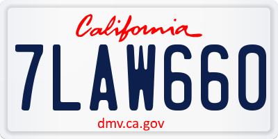 CA license plate 7LAW660