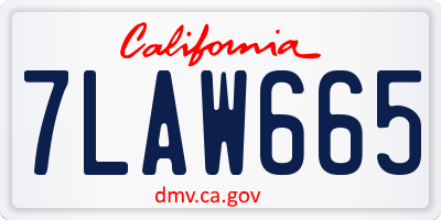 CA license plate 7LAW665