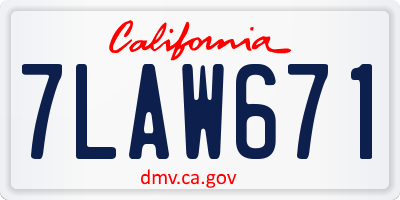 CA license plate 7LAW671