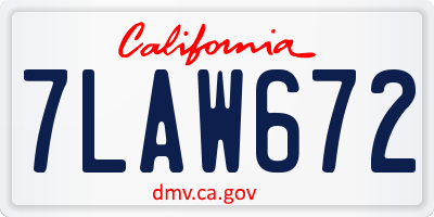 CA license plate 7LAW672