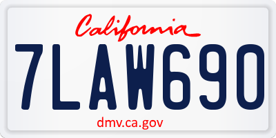 CA license plate 7LAW690