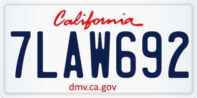 CA license plate 7LAW692