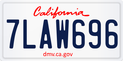 CA license plate 7LAW696