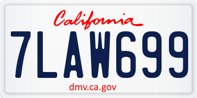CA license plate 7LAW699