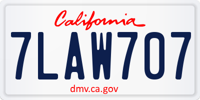 CA license plate 7LAW707