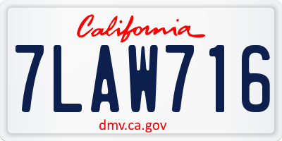 CA license plate 7LAW716